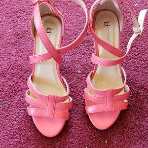 Salmon color strappy heels